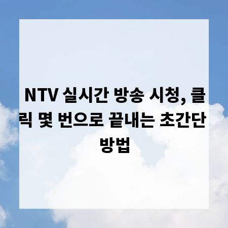 NTV 실시간 방송 시청, 클릭 몇 번으로 끝내는 초간단 방법