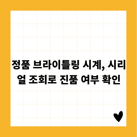 정품 브라이틀링 시계, 시리얼 조회로 진품 여부 확인