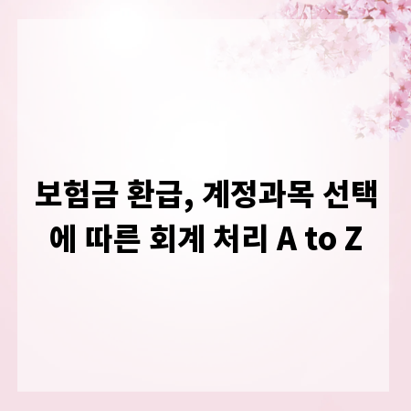 보험금 환급, 계정과목 선택에 따른 회계 처리 A to Z
