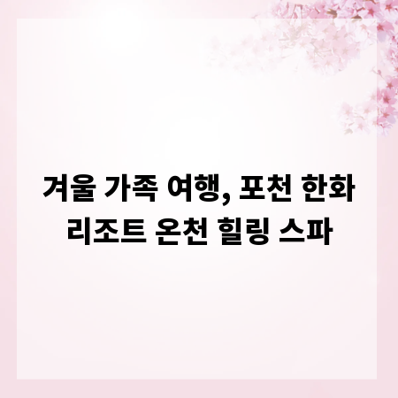 겨울 가족 여행, 포천 한화리조트 온천 힐링 스파