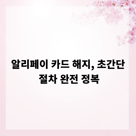 알리페이 카드 해지, 초간단 절차 완전 정복
