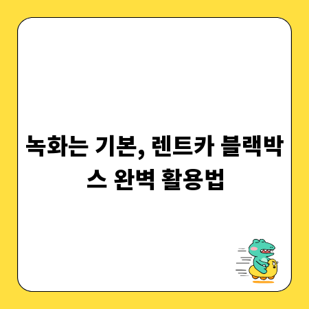 녹화는 기본, 렌트카 블랙박스 완벽 활용법