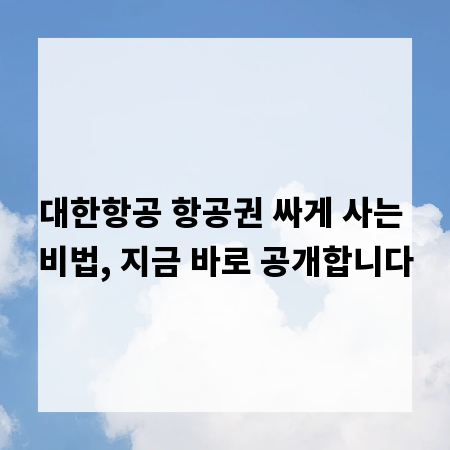 대한항공 항공권 싸게 사는 비법, 지금 바로 공개합니다