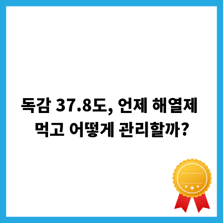 독감 37.8도, 언제 해열제 먹고 어떻게 관리할까?