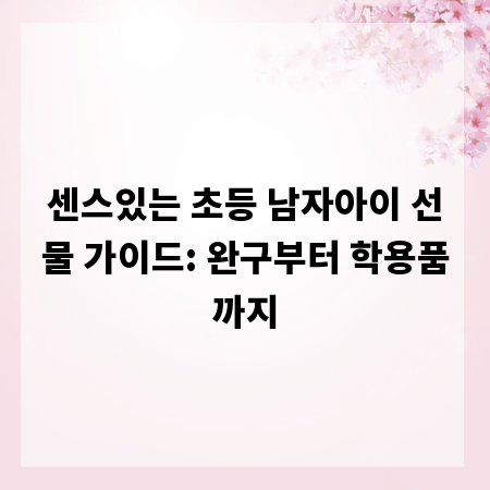 센스있는 초등 남자아이 선물 가이드: 완구부터 학용품까지
