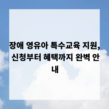장애 영유아 특수교육 지원, 신청부터 혜택까지 완벽 안내