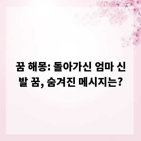 꿈 해몽: 돌아가신 엄마 신발 꿈, 숨겨진 메시지는?