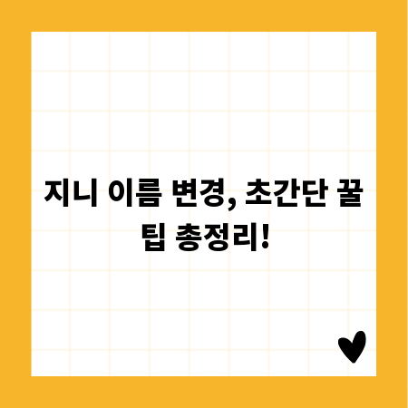 지니 이름 변경, 초간단 꿀팁 총정리!