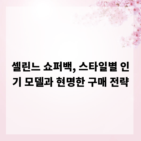 셀린느 쇼퍼백, 스타일별 인기 모델과 현명한 구매 전략
