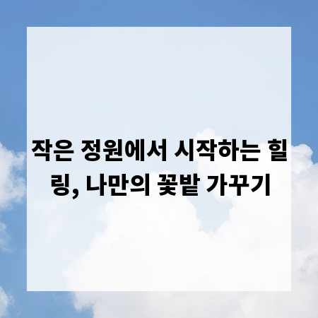 작은 정원에서 시작하는 힐링, 나만의 꽃밭 가꾸기