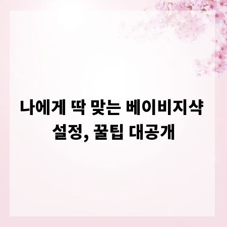 나에게 딱 맞는 베이비지샥 설정, 꿀팁 대공개