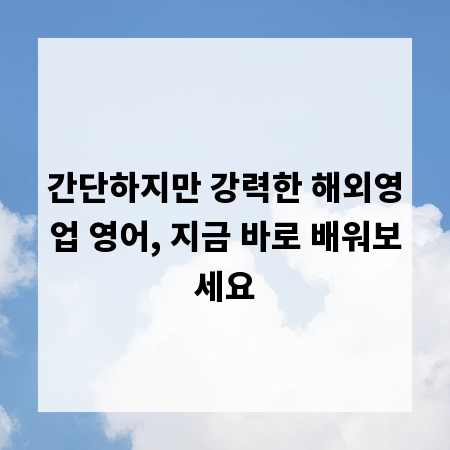 간단하지만 강력한 해외영업 영어, 지금 바로 배워보세요