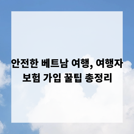 안전한 베트남 여행, 여행자보험 가입 꿀팁 총정리