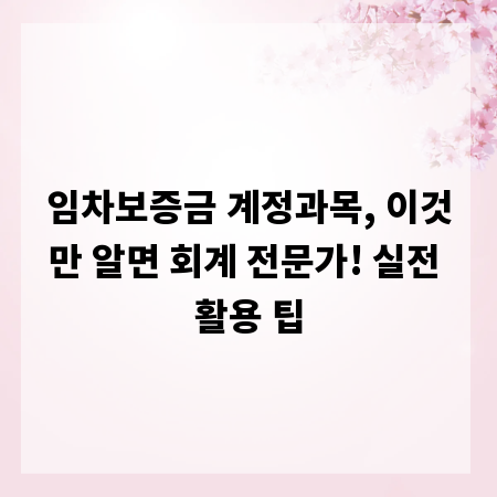 임차보증금 계정과목, 이것만 알면 회계 전문가! 실전 활용 팁