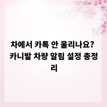 차에서 카톡 안 울리나요? 카니발 차량 알림 설정 총정리