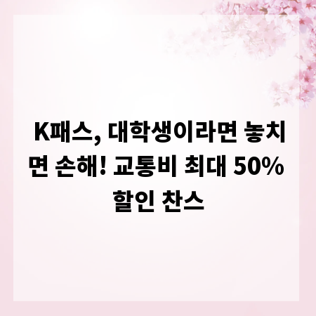 K패스, 대학생이라면 놓치면 손해! 교통비 최대 50% 할인 찬스