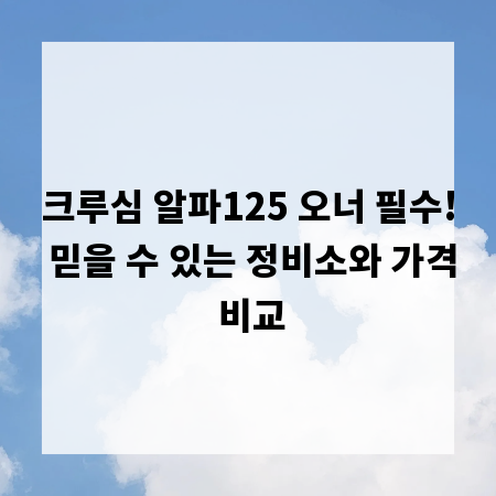 크루심 알파125 오너 필수! 믿을 수 있는 정비소와 가격 비교