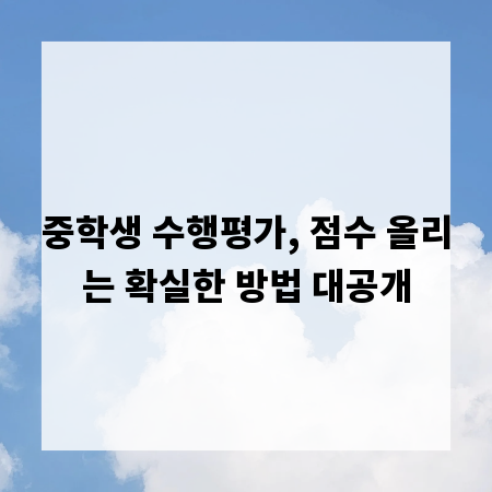 중학생 수행평가, 점수 올리는 확실한 방법 대공개