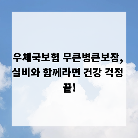 우체국보험 무큰병큰보장, 실비와 함께라면 건강 걱정 끝!