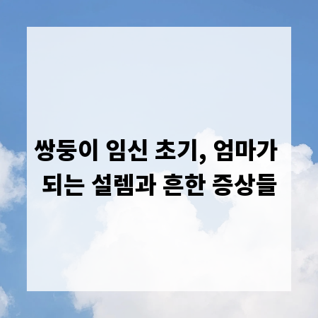 쌍둥이 임신 초기, 엄마가 되는 설렘과 흔한 증상들