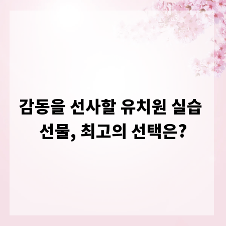 감동을 선사할 유치원 실습 선물, 최고의 선택은?