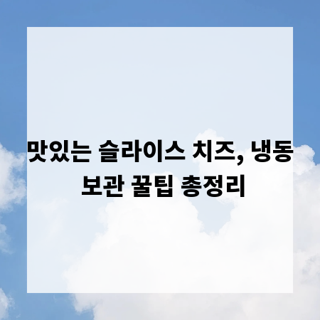 맛있는 슬라이스 치즈, 냉동 보관 꿀팁 총정리