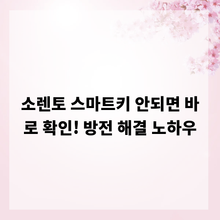 소렌토 스마트키 안되면 바로 확인! 방전 해결 노하우