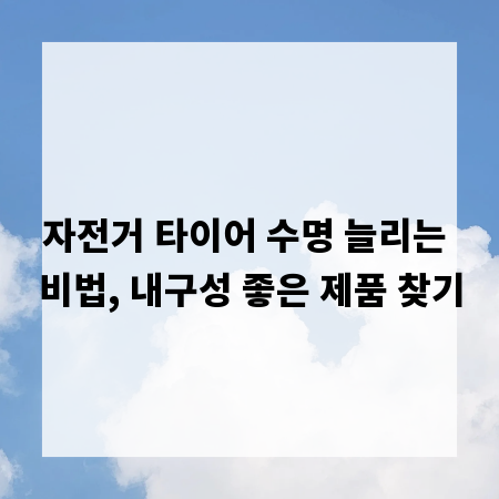 자전거 타이어 수명 늘리는 비법, 내구성 좋은 제품 찾기