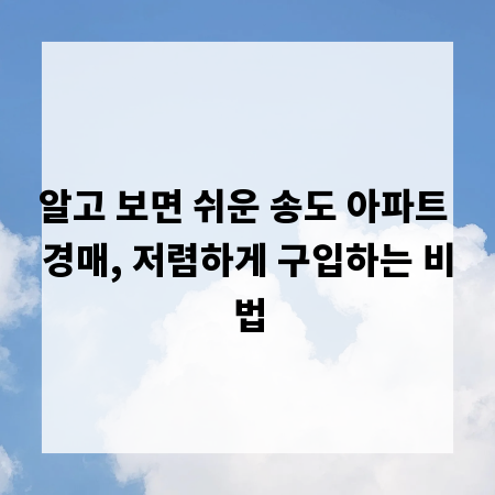 알고 보면 쉬운 송도 아파트 경매, 저렴하게 구입하는 비법