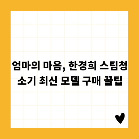 엄마의 마음, 한경희 스팀청소기 최신 모델 구매 꿀팁