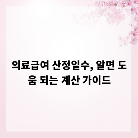 의료급여 산정일수, 알면 도움 되는 계산 가이드