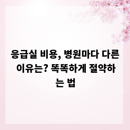 응급실 비용, 병원마다 다른 이유는? 똑똑하게 절약하는 법