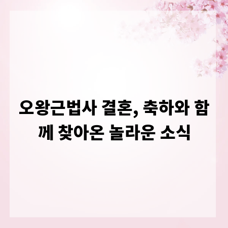 오왕근법사 결혼, 축하와 함께 찾아온 놀라운 소식