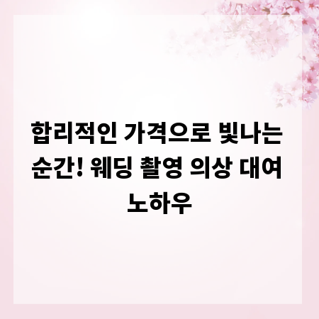 합리적인 가격으로 빛나는 순간! 웨딩 촬영 의상 대여 노하우
