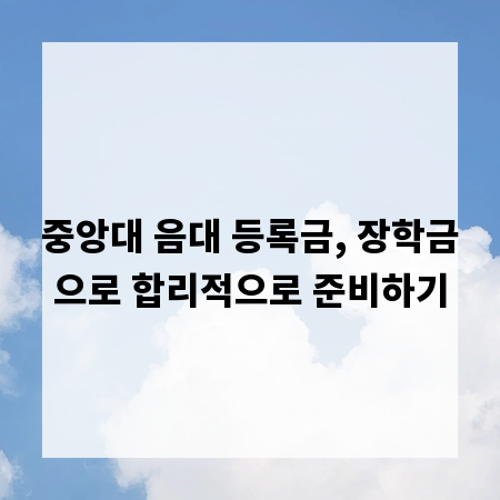 중앙대 음대 등록금, 장학금으로 합리적으로 준비하기