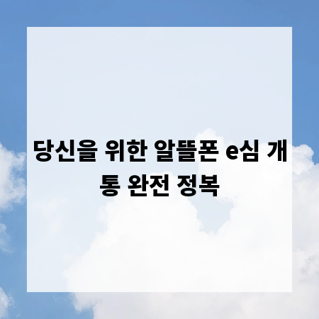 당신을 위한 알뜰폰 e심 개통 완전 정복