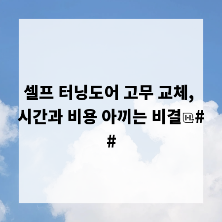 셀프 터닝도어 고무 교체, 시간과 비용 아끼는 비결
##