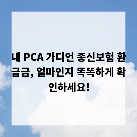 내 PCA 가디언 종신보험 환급금, 얼마인지 똑똑하게 확인하세요!