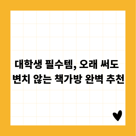 대학생 필수템, 오래 써도 변치 않는 책가방 완벽 추천