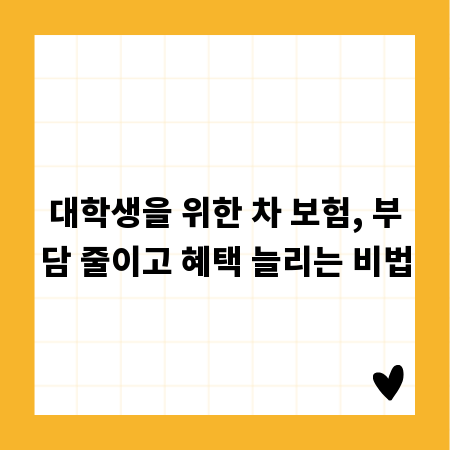 대학생을 위한 차 보험, 부담 줄이고 혜택 늘리는 비법