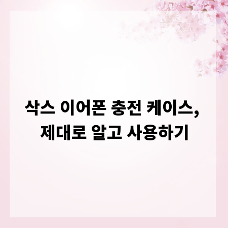 삭스 이어폰 충전 케이스, 제대로 알고 사용하기