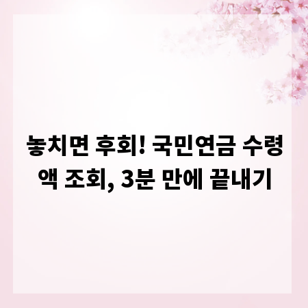 놓치면 후회! 국민연금 수령액 조회, 3분 만에 끝내기