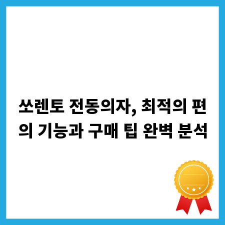 쏘렌토 전동의자, 최적의 편의 기능과 구매 팁 완벽 분석