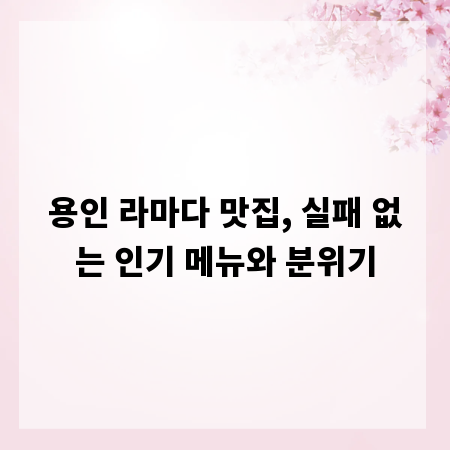 용인 라마다 맛집, 실패 없는 인기 메뉴와 분위기