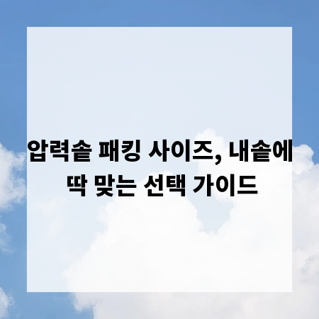 압력솥 패킹 사이즈, 내솥에 딱 맞는 선택 가이드