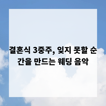 결혼식 3중주, 잊지 못할 순간을 만드는 웨딩 음악