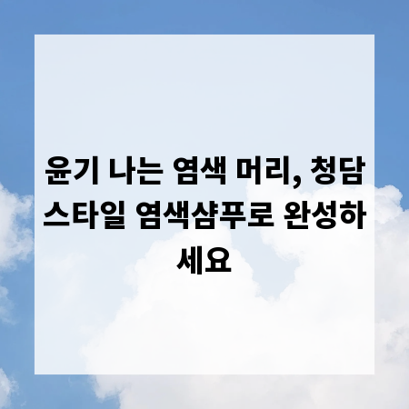 윤기 나는 염색 머리, 청담스타일 염색샴푸로 완성하세요