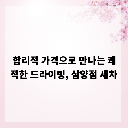 합리적 가격으로 만나는 쾌적한 드라이빙, 삼양점 세차
