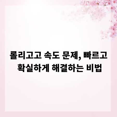 롤리고고 속도 문제, 빠르고 확실하게 해결하는 비법