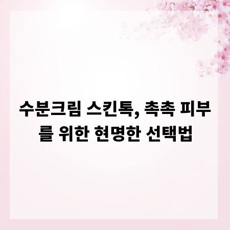 수분크림 스킨톡, 촉촉 피부를 위한 현명한 선택법